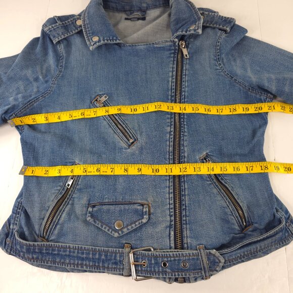 VINTAGE Y2K TOMMY HILFIGER DENIM JACKET WOMENS SIZE XL DISTRESSED STRETCH *FLAWS - Picture 14 of 16